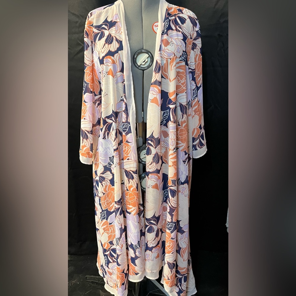 Flower print kimono